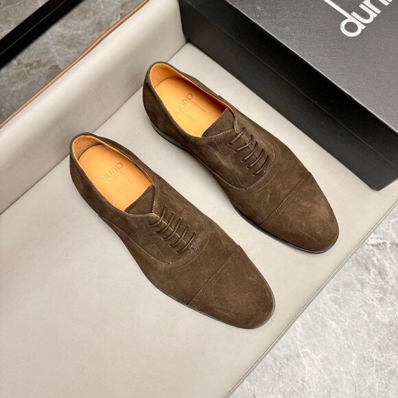 Dunhill Mens Suede Pointed Business Leather Shoes Brown